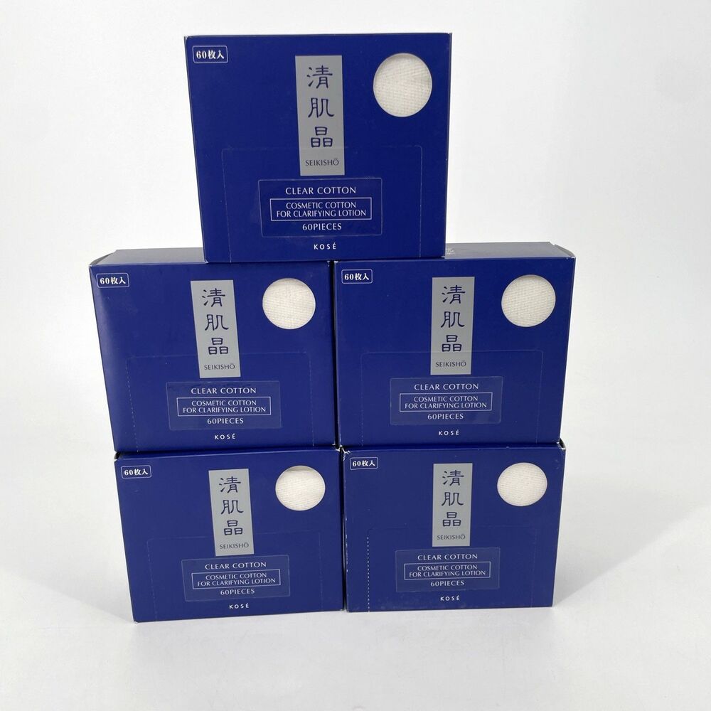 5 Boxes Kose Seikisho Clear Cotton Pads 60 ct ea Box Clear Discontinued Japan